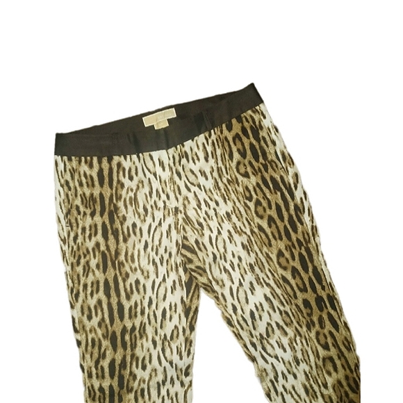 Michael Kors Brown Animal Print Straight Pants - Picture 3 of 7